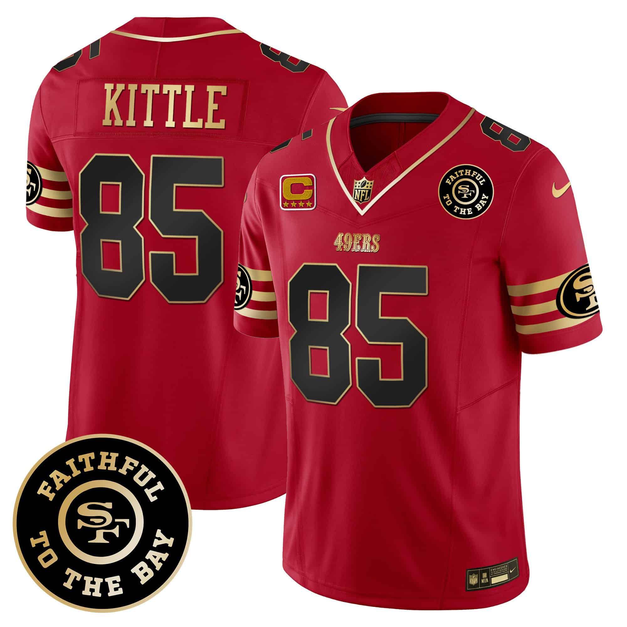 Men San Francisco 49ers 85 Kittle Red 2024 Nike Faithful To The Bay Patch Vapor Limited NFL Jersey